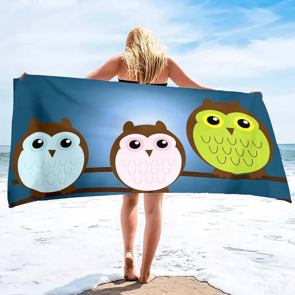 Owl Beach Towels Funny Cool Camo Owl Soft Pool Towel Quick Dry and Sandproof Beach Towel for Bathroom Yoga Gym Decorative Towels