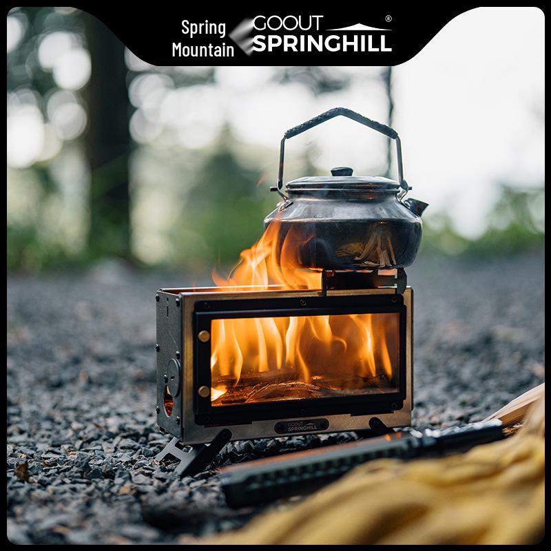 Chunshan Portable Mini Fire Pit and Wood Stove for Camping and Boiling Handle