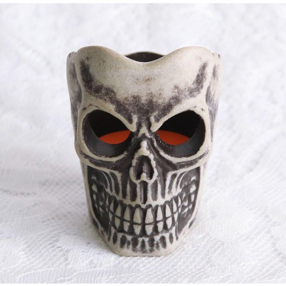 Horror Skull Head Candle Lamp Glow Ghost Lamp Ornament Desktop Decor Skull Head Night Light  KTV