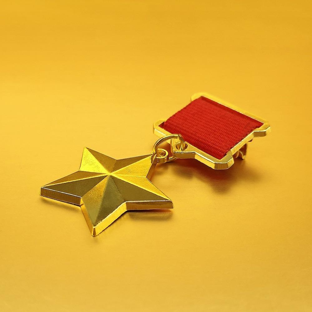 2pcs/set Copy Venus Country Micro Wallet Socialist Labor Hero Medal Golden Star World War II USSR Five-star Alloy CCCP Badge