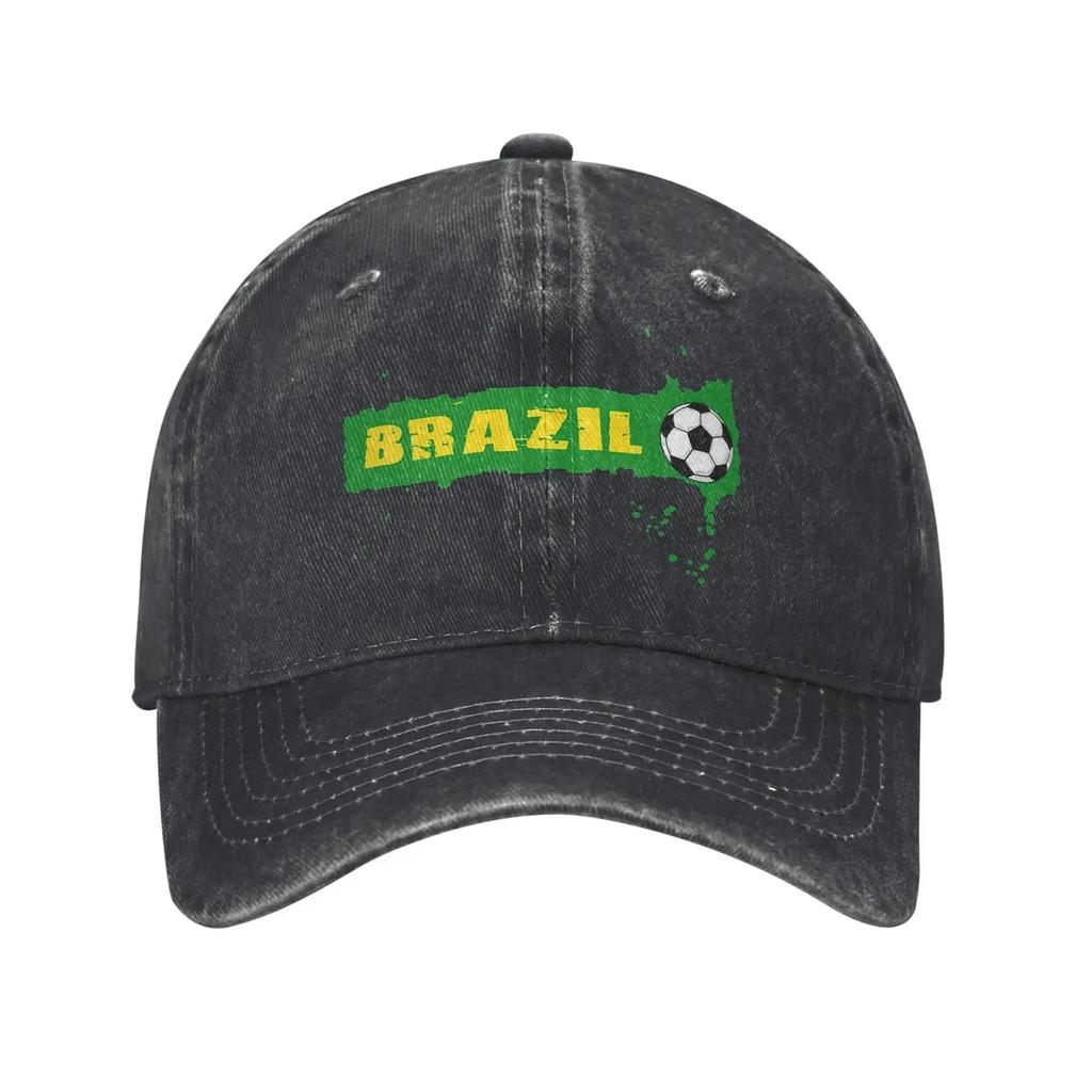 Vintage Brazil Soccer Football Brazilian Flag Baseball Caps Unisex Distressed Denim Headwear Outdoor Activities Gift Caps Hat