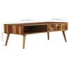 VidaXL Table Basse Bois Sesham Massif avec Finition Miel Table de Salon Meuble 246201