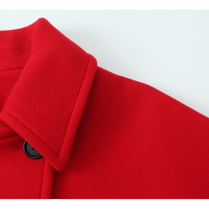 European & American Style Red Mid-Length Loose Coat - Women's Autumn Outerwear