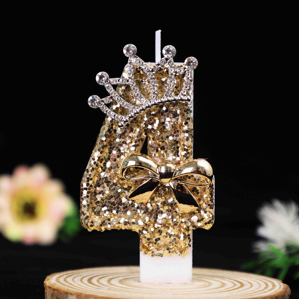 Gold Crown Birthday Number Candles - Creative Cake Party Decorations