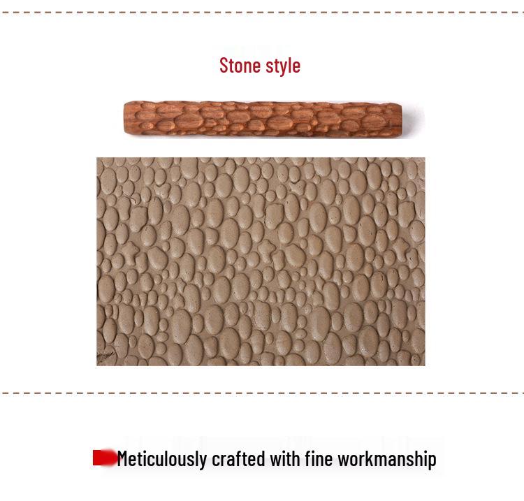 Ceramic Tools: Wooden Textured Clay Roller Set with 5 Patterned Styles for Clay Sculpture.