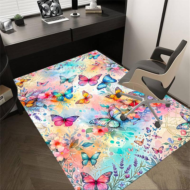 

1PC Butterflies Flowers Non-Slip Floor carpet, Office, family, bedroom, Studio - Large Area Rug, Vibrant Colors, Longlasting Material-X444 60cm by 90cm