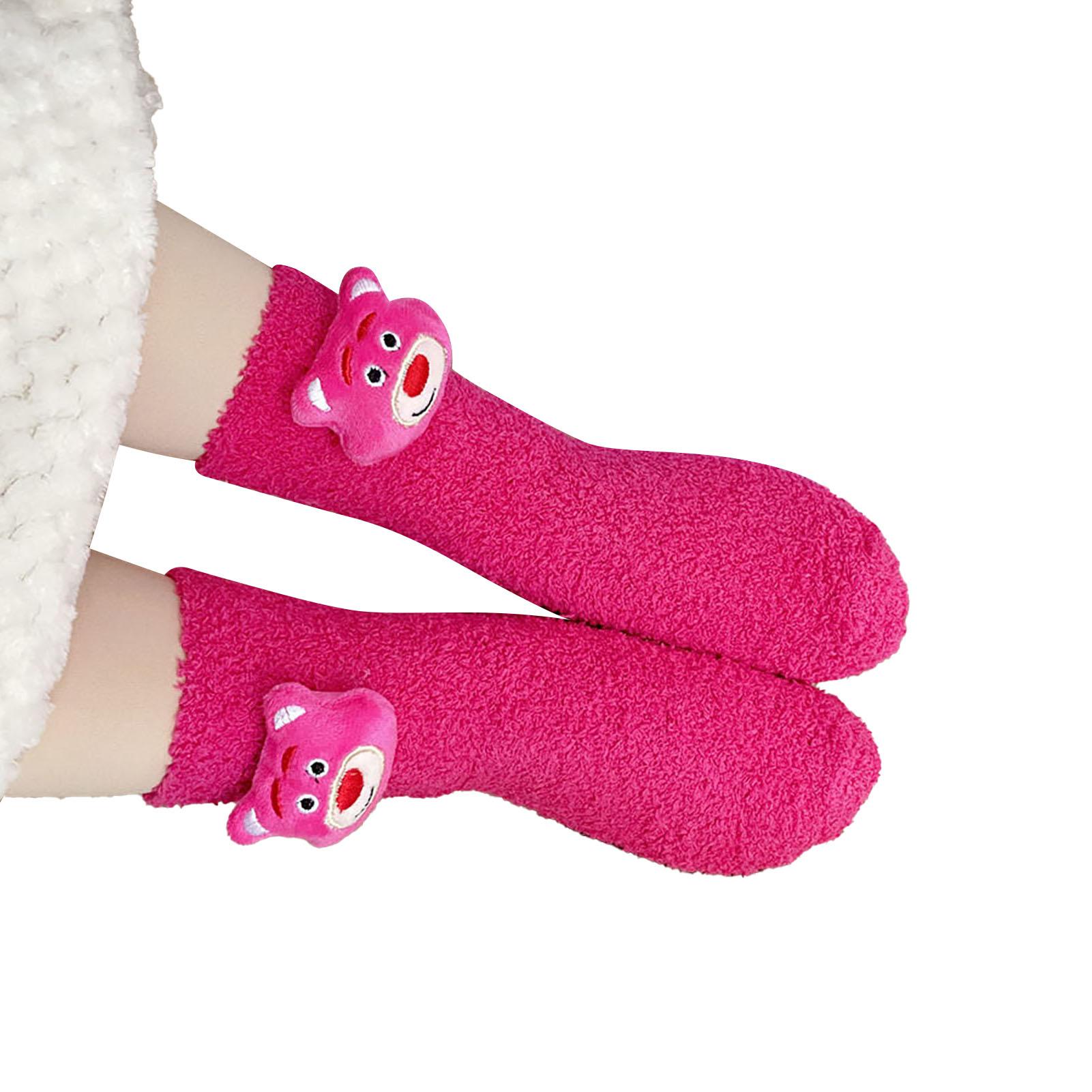 

Пушистые носки Милое мультяшное украшение Уютные Модные Коралловый флис Зимние Теплые Носки для Дома Сна Тип 1 Размер от 32 до 42