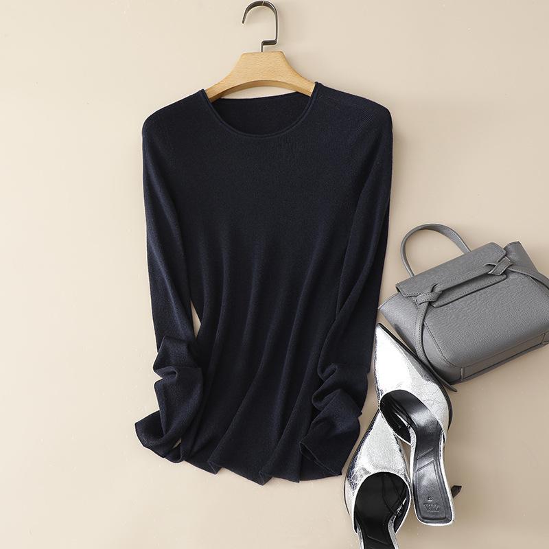 Shima Seiki Seamless Round Neck Long Sleeve Women's Knit Top - Cashmere Silk Base Layer