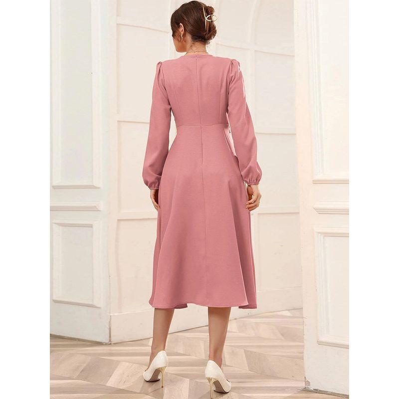 2022 Puff Sleeve Belt V-Neck Large Skirt Women's Dress