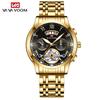 Men's Stainless Steel Tourbillon Watch Men's Student Quartz Watch Business Calendar Waterproof Steel Strap Watch Large Dial