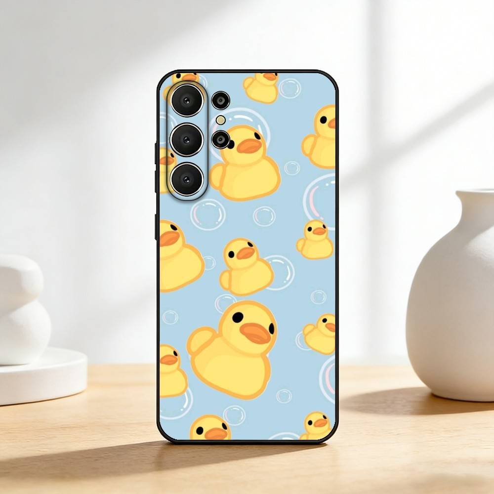 Funny Yellow D-Duck Cute Phone Case For Samsung S26,S25,S24,S21,S22,S23,S30,Ultra,S20,FE,Lite,10,9,Black Cover