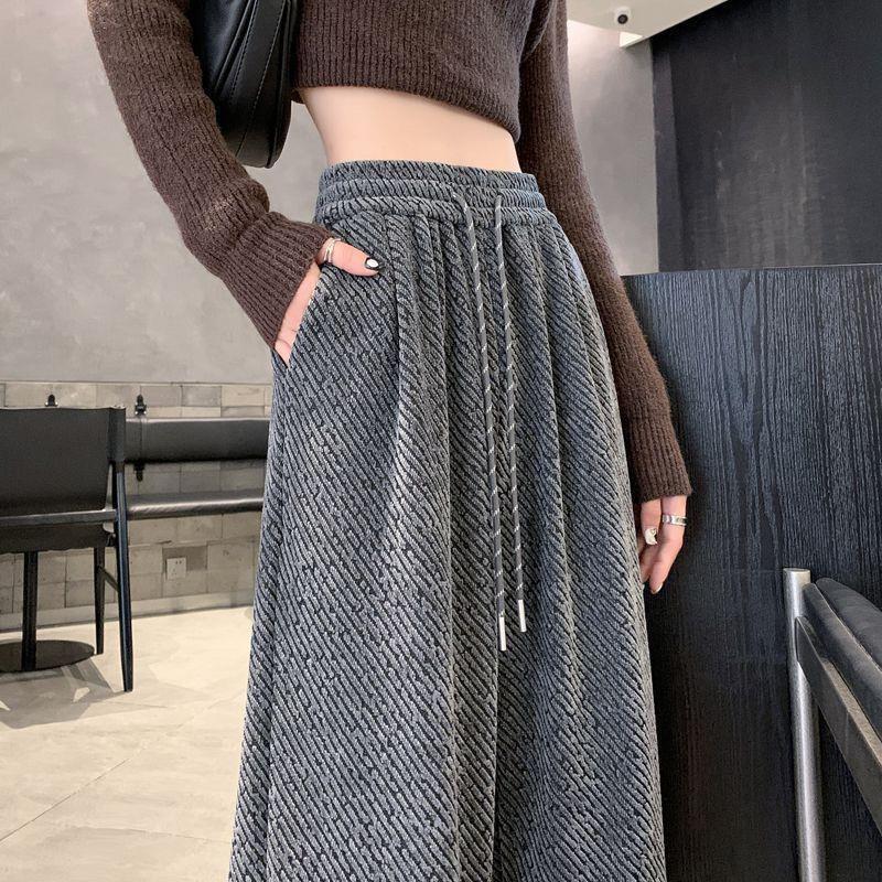 Plus Size 300 Jin Shiny Fleece Wide-Leg Pants for Women - New Loose Fit, High-Waisted, Versatile for Autumn & Winter