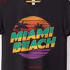 Retro Miami Beach T-Shirt Vintage 80er Jahre Stil Bunt Palme Sonnenuntergang Idee Vintage Atmungsaktiv Leicht Bequem Vielseitig