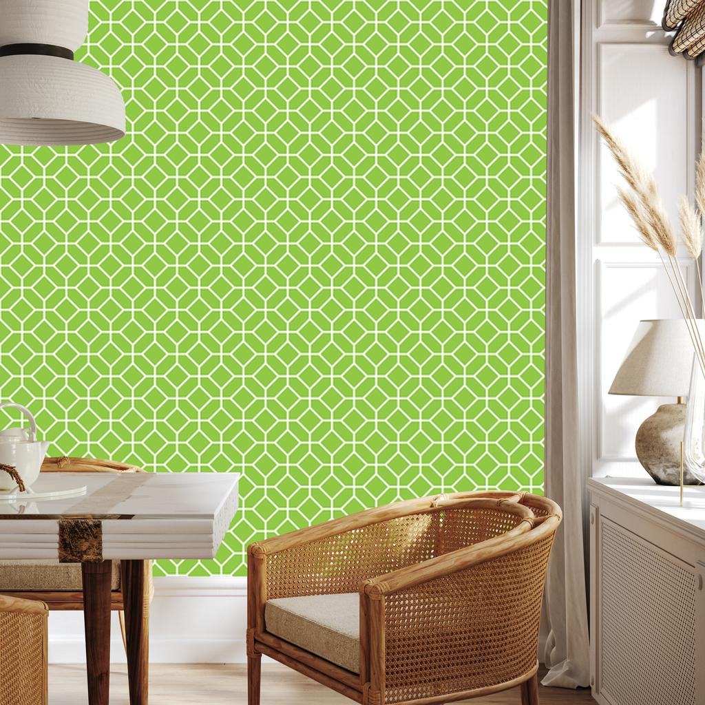 Lime Geometric Pattern Wallpaper for Living Room and Bedroom 50x1000