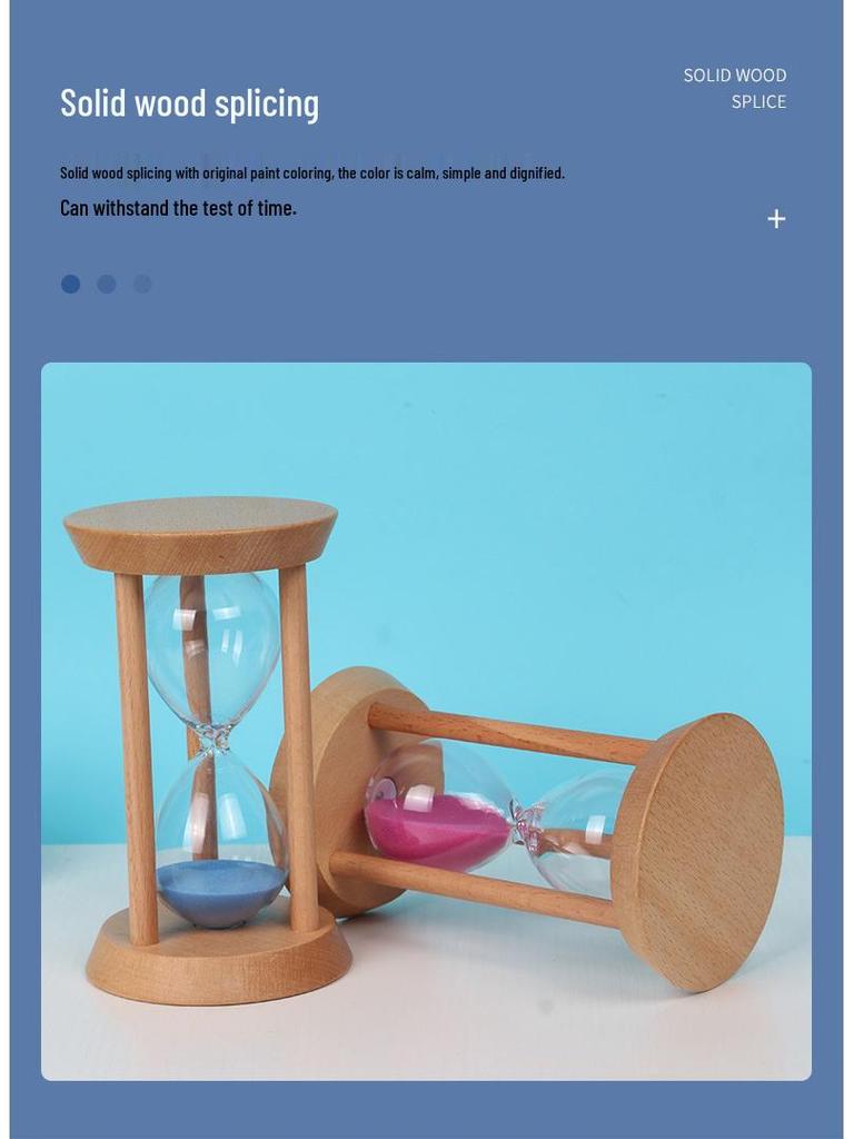 Seven-Color Sand Solid Wood 30-Minute Drop-Proof Hourglass Timer for Kids: Study & Gift