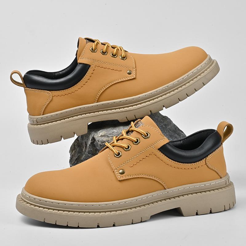 New leather men's casual leather shoes thick-soled big head tooling shoes men's low-top