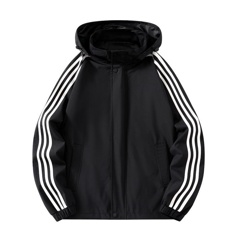 Men's Trendy Three-Stripe Hooded Jacket - Casual Spring/Autumn Wear