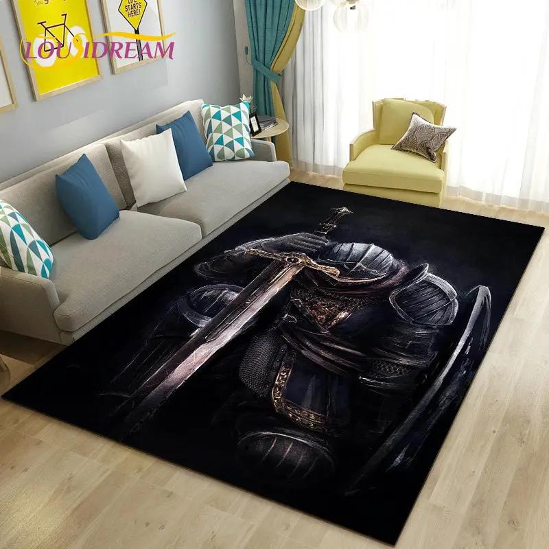 Knight Templar Cavalier Crusaders Game Area Rug Large,Carpet Rug for Living Room Bedroom Sofa Doormat Kitchen,Non-slip Floor Mat