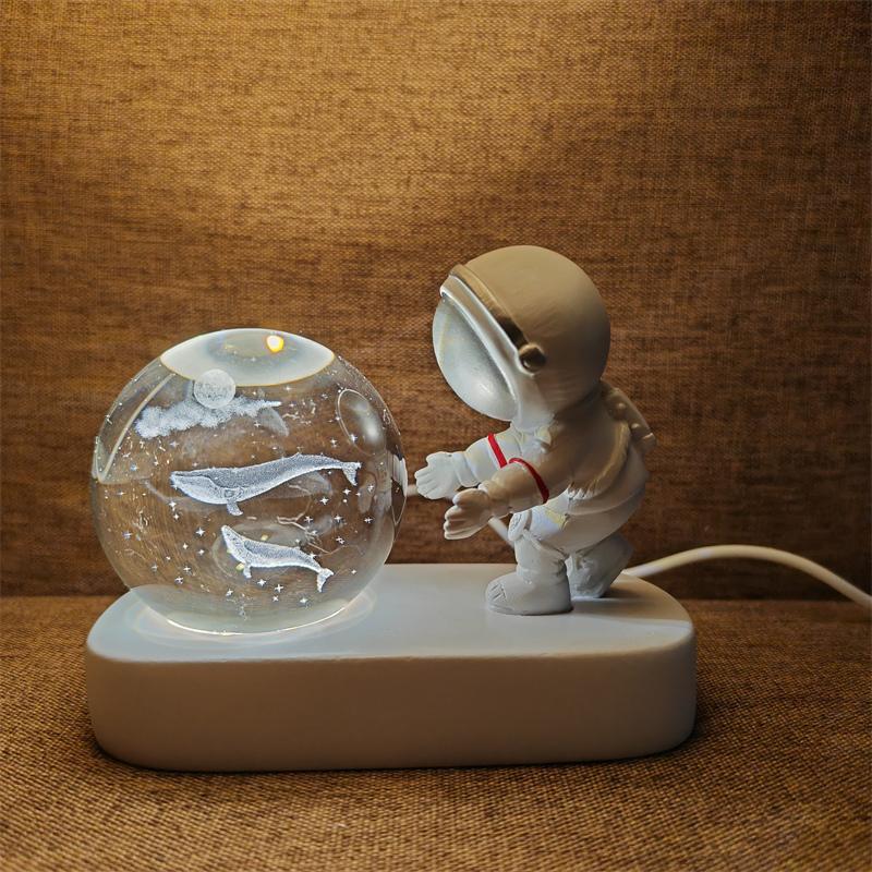 Astronaut Creativ 3D Minge de Cristal Led Lumină de noapte pentru Dormitor Copii Planetă Spațiu Lampă Sistem Solar USB Cadou de Crăciun pentru copii