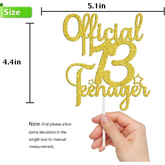 Gold 13 Official Teenager Cake Topper, Happy 13th Birthday Cake Topper, 13 Slaps No Cap 13th Birthday Party Decorations, Cheers to 13 Years Birthday