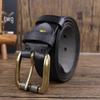 Men's Genuine Vegetable-Tanned Cowhide Leather Belt with Pin Buckle - Retro and Fashionable for Trousers & Jeans