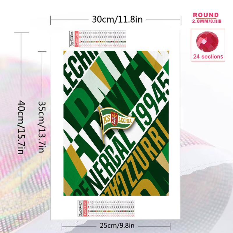 KS Lechia Gdańsk 100% Round Full Drill 5D DIY Diamond Painting Embroidery Cross Stitch Rhinestone Décor