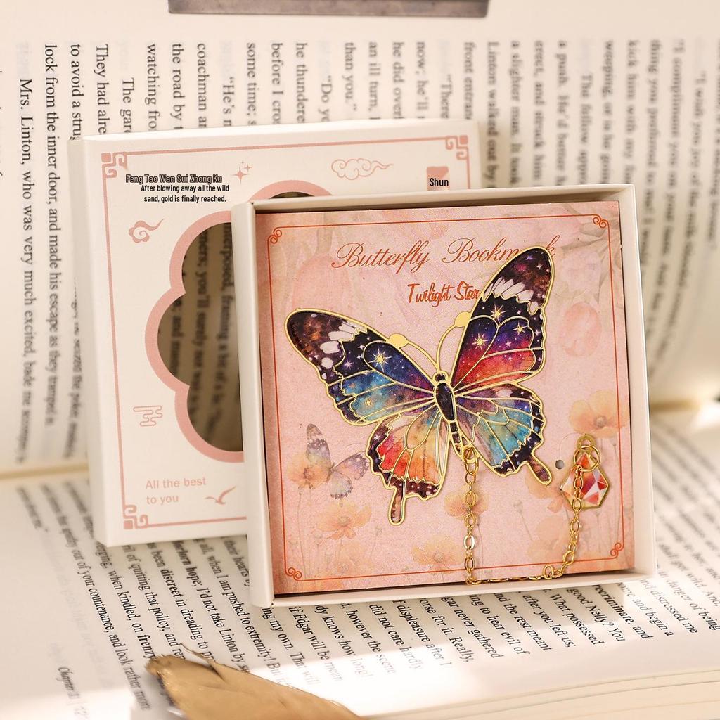 Wykwintny Metalowy Zakładka w Stylu Retro z Motywem Motyla - Elegancki Klips do Strony, Idealny Prezent na Ukończenie Szkoły dla Studentów