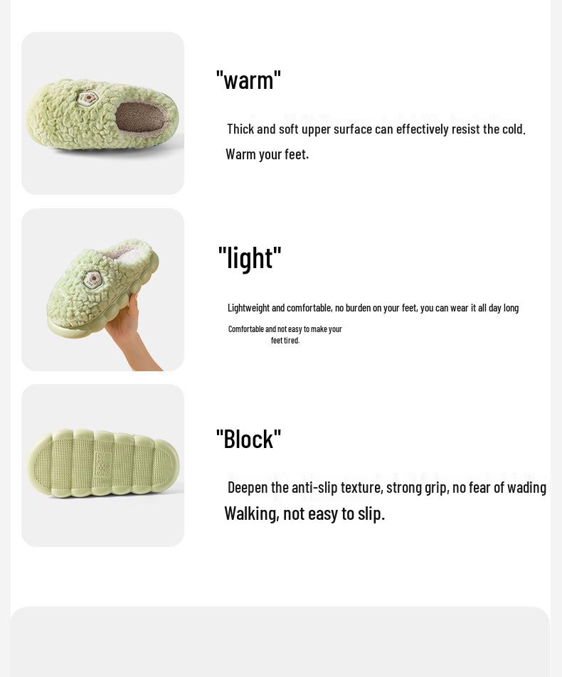 Pánské a dámské teplé, protiskluzové, plyšové bavlněné pantofle se silnou podrážkou na podzim/zimu