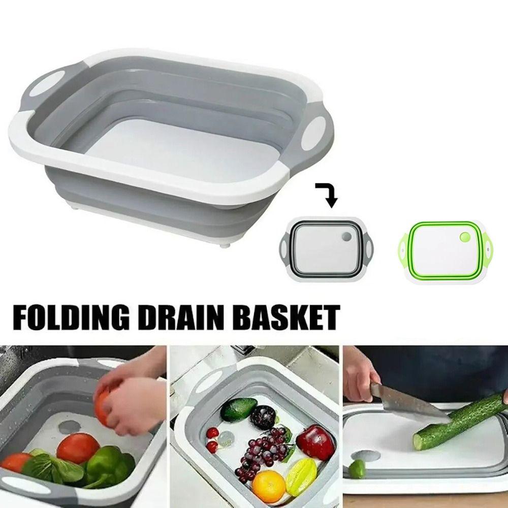 Portable Folding Wash Basin 3 In 1 Veggies Fruits Storage Basket  for Picnic Camping