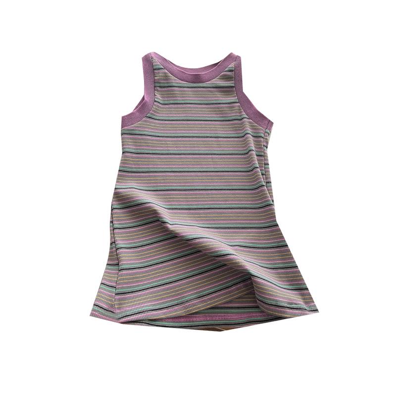 

Летние платья для маленьких девочек, повседневный стиль, полосатая майка, детское платье, мягкая одежда без рукавов, детское платье от 1 до 7 лет 140