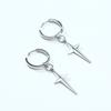 Stainless Steel Four Pointed North Star Huggie Hoops Earrings for Men Piercing or No Piercing Cross Jewelry Gift for Her Him