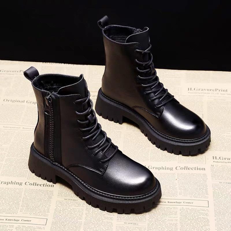 New Thick-Soled Female British Style Boots Wild Winter Short Boots Women Shoes Cotton Shoes Winter Plus Velvet