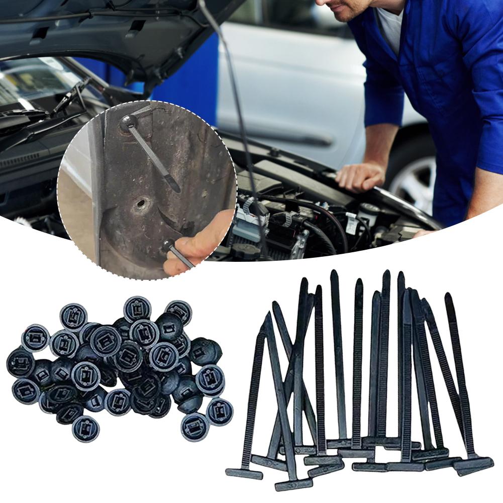 10-200pcs Nylon Cable Tie Buckle Self-Locking Zip Ties Holder with Pin And Button Multi-Purpose Cable Tie Tool for Car Repair