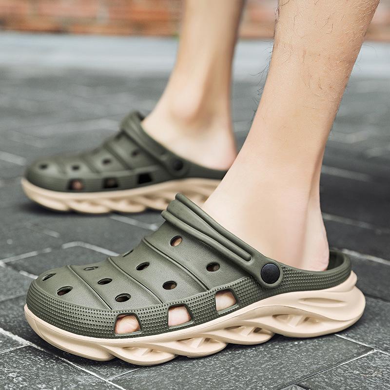 

Новая мужская модная тенденция: цветные туфли с отверстиями, пляжные тапочки 40 армия зеленый