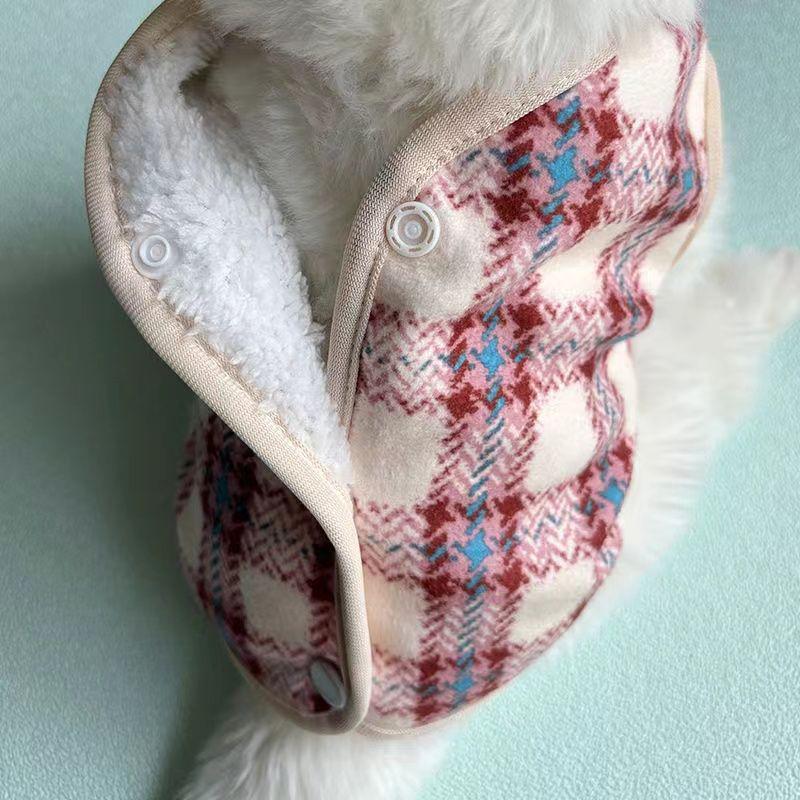 Pet Fleece Vest for Small Dogs & Cats - Cute Schnauzer, Pomeranian, and Teddy Bear Design for Autumn/Winter.