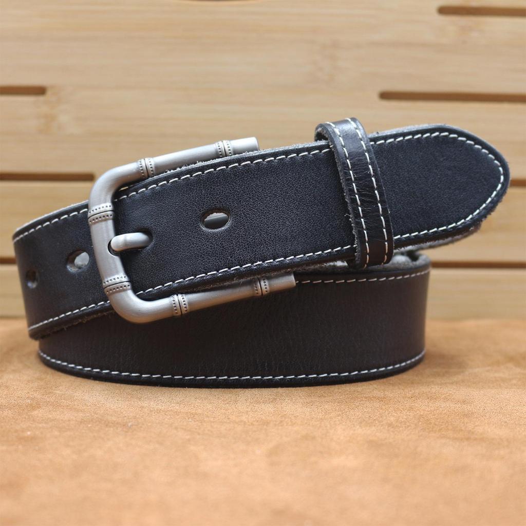 Vintage Herren Echtleder Gürtel mit modischer Schnalle, Oberste Schicht Rindsleder, Perfekt für Jeans