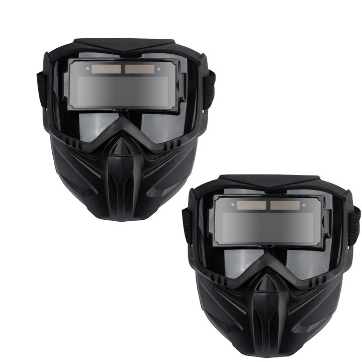 1/2 Stück Selbstabdunkelnde Schweißbrille Arbeitsschutzausrüstung Gesichtsschutz Verstellbares Band Stoßfest Schweißermaske Abdeckung
