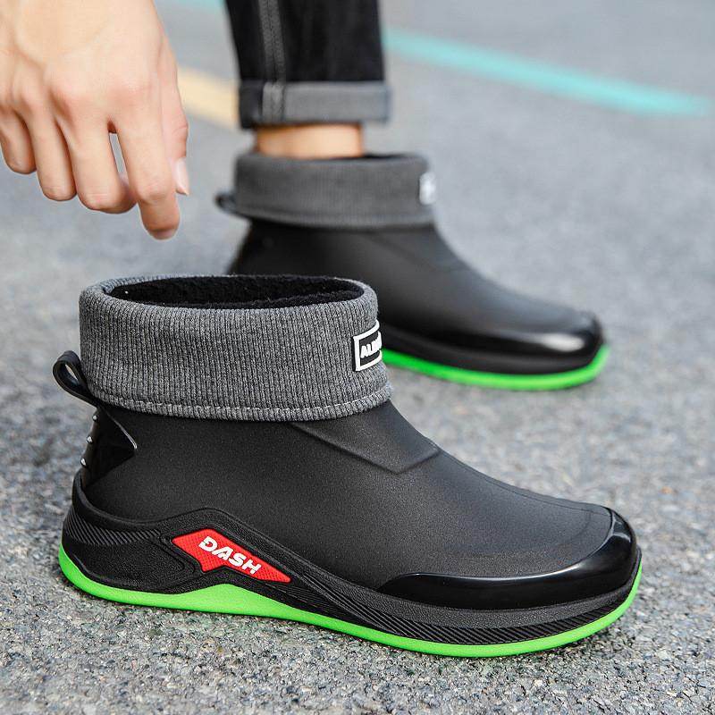 Koreanische Version Regenschuhe Herren Kurzschaft Mode Outdoor Wasserdichte Schuhe Autowäsche Angeln Gummistiefel Rutschfest Leicht Überschuhe Ausländisch t
