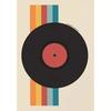 Retro Vinyl Record Print Mid Century Music Minimal Pastel Poster Colorful Wall Art Trendy Minimalist Turntable Home Room Decor