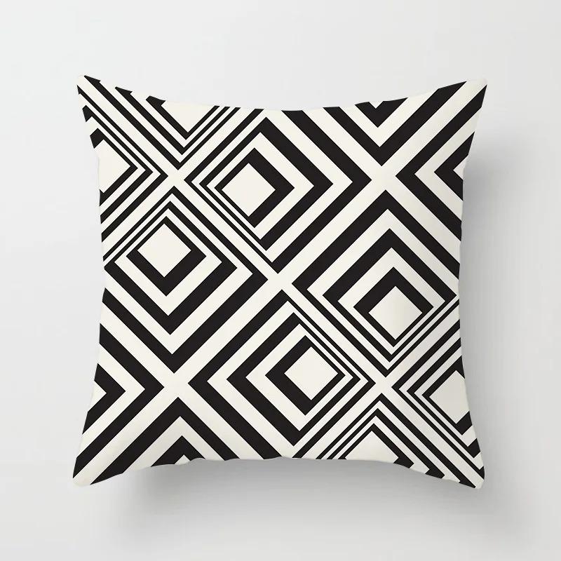 Office Living Room Home Pillowcase Car Ornaments Geometric Black and White Pattern Pillowcase