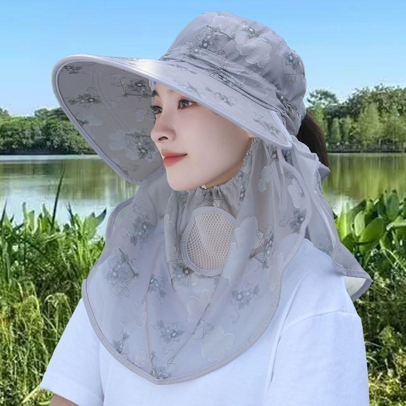Frosted Ice Silk Sun Hat With Full Face Shield For Outdoor Sunblock Use