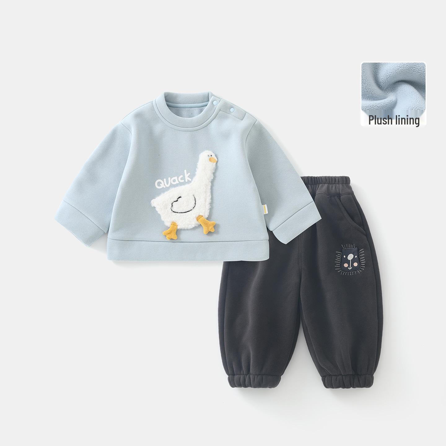 DUUDUU Baby Winter Fleece-Lined Korean-Style Boys  Set, Infant & Toddler Autumn/Winter Wear 110 cm