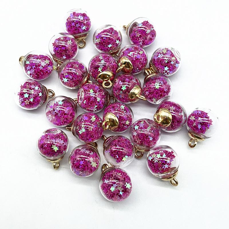 New 16mm Colorful Transparent Ball Glass Star/Round Charms Pendant Find Hair Accessories Jewelry Charms Earring