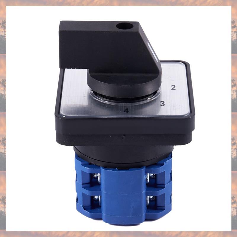 2025 Trend 6X 8 Terminals 5 Positions Master Control Rotary Cam Switch 20A Black+Blue
