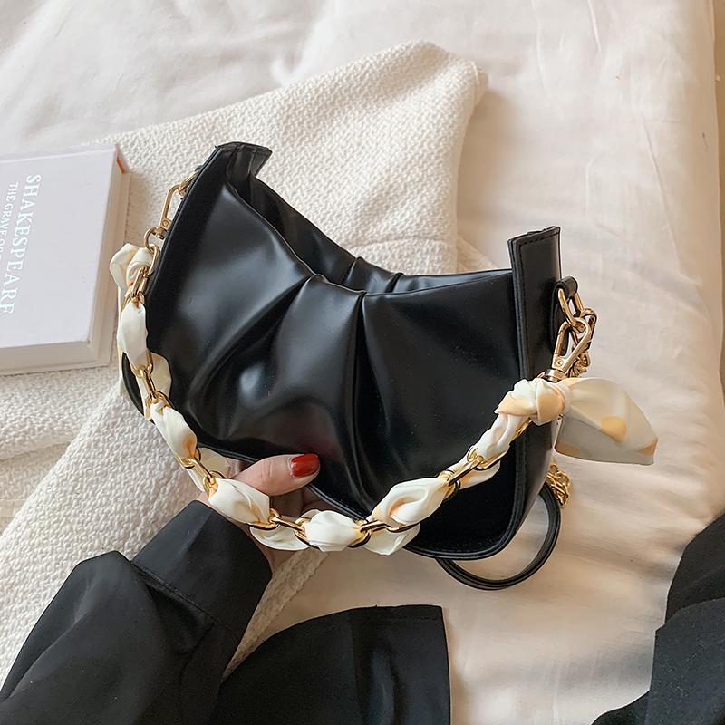 

Женские сумки через плечо из искусственной кожи, новые модные однотонные сумки под мышками для женщин, повседневные женские сумки на цепочке