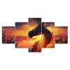 Dragon Fantasy Scenery 5 Piece Five Panel Canvas Print Modern Wall Art Poster Home Decor Gift For Him Her