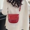 Korean Retro Crossbody Saddle Bags for Women Versatile Lightweight Ladies Pu Shoulder Bag Simple Solid Color Girls Handbag Purse