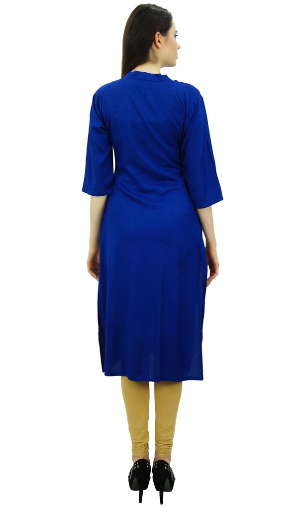 Bimba Women Summer Casual Pintuck Kurti Kurta 3 4 Sleeve Rayon Tunic Classic