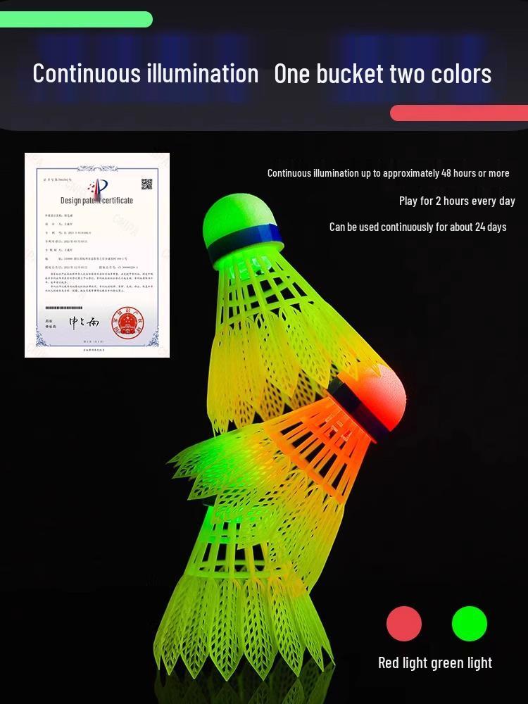 Luminous Windproof Outdoor Badminton Shuttlecock - Durable, High Elasticity, Unbreakable, and Wind Resistant.