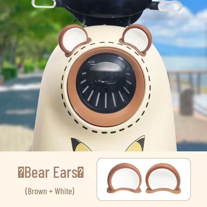 Yadea Bear Ear Electric Scooter Accessories: Cute Battery Car Stickers & Creative Helmet Decorations.